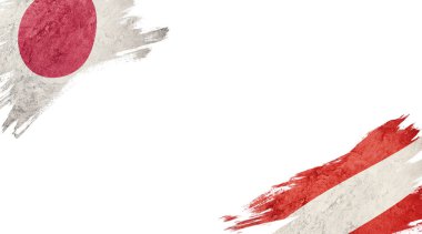 Beyaz Arkaplanda Japonya ve Avusturya Bayrakları